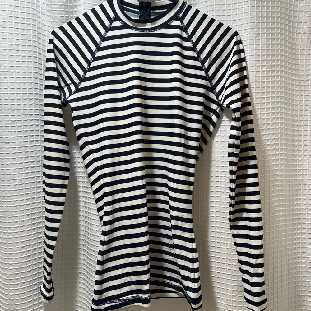J. Crew Black and White Striped Raglan Sleeve Top